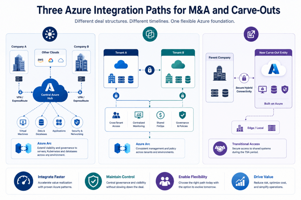 three azure integration paths for M&A